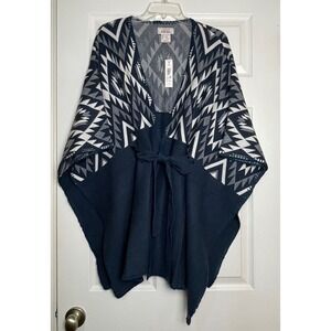 Ariat Women's Dust Darlin Wrap Midnight Navy Geometric Southwest Poncho S M NWT
